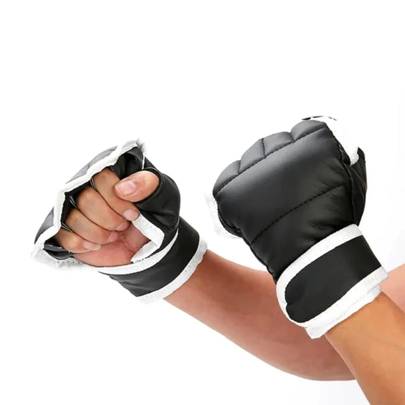 Leather Half Finger Boxing Gloves