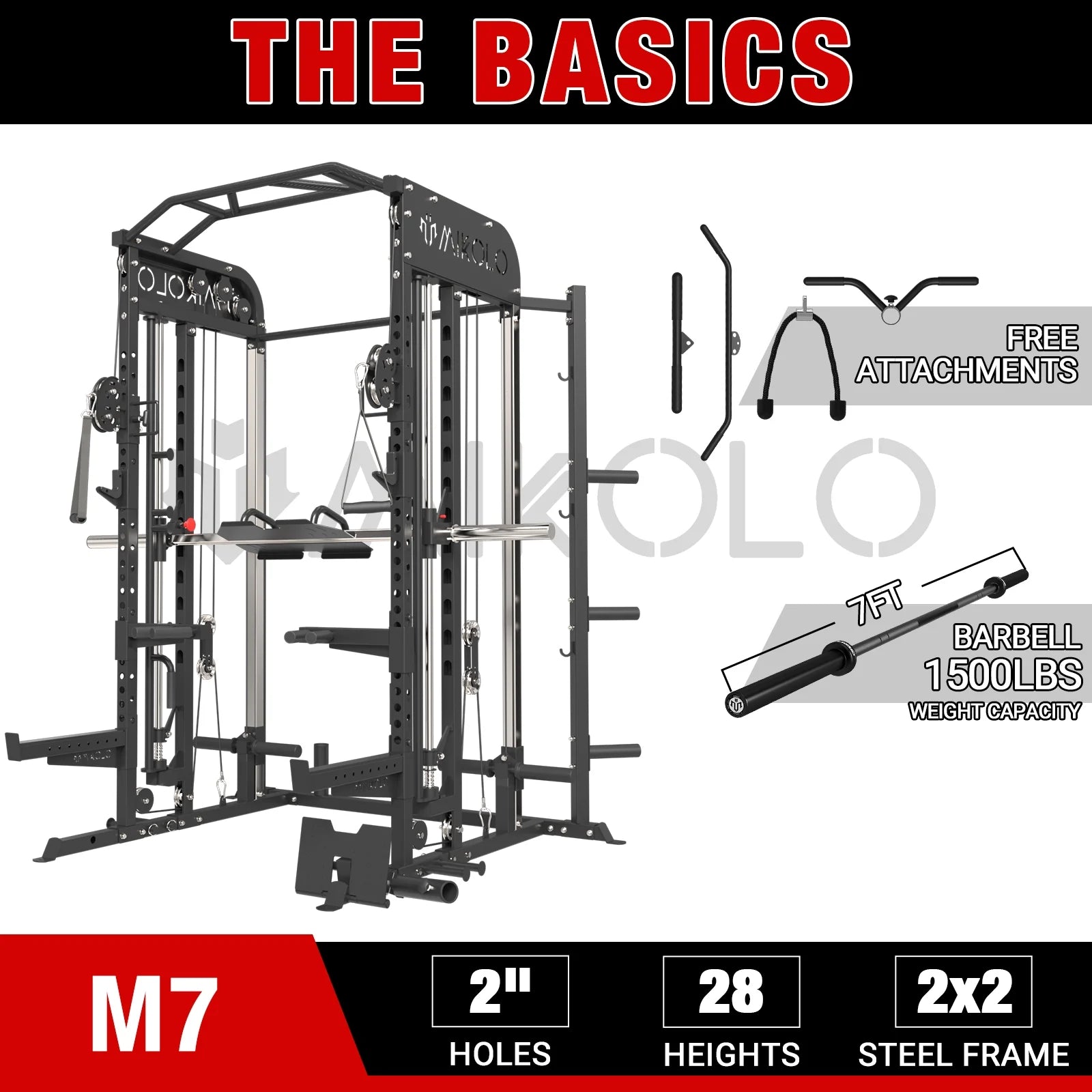 All-In-One Power Rack Cage  with 1500 Lbs Capacity Barbell Combo