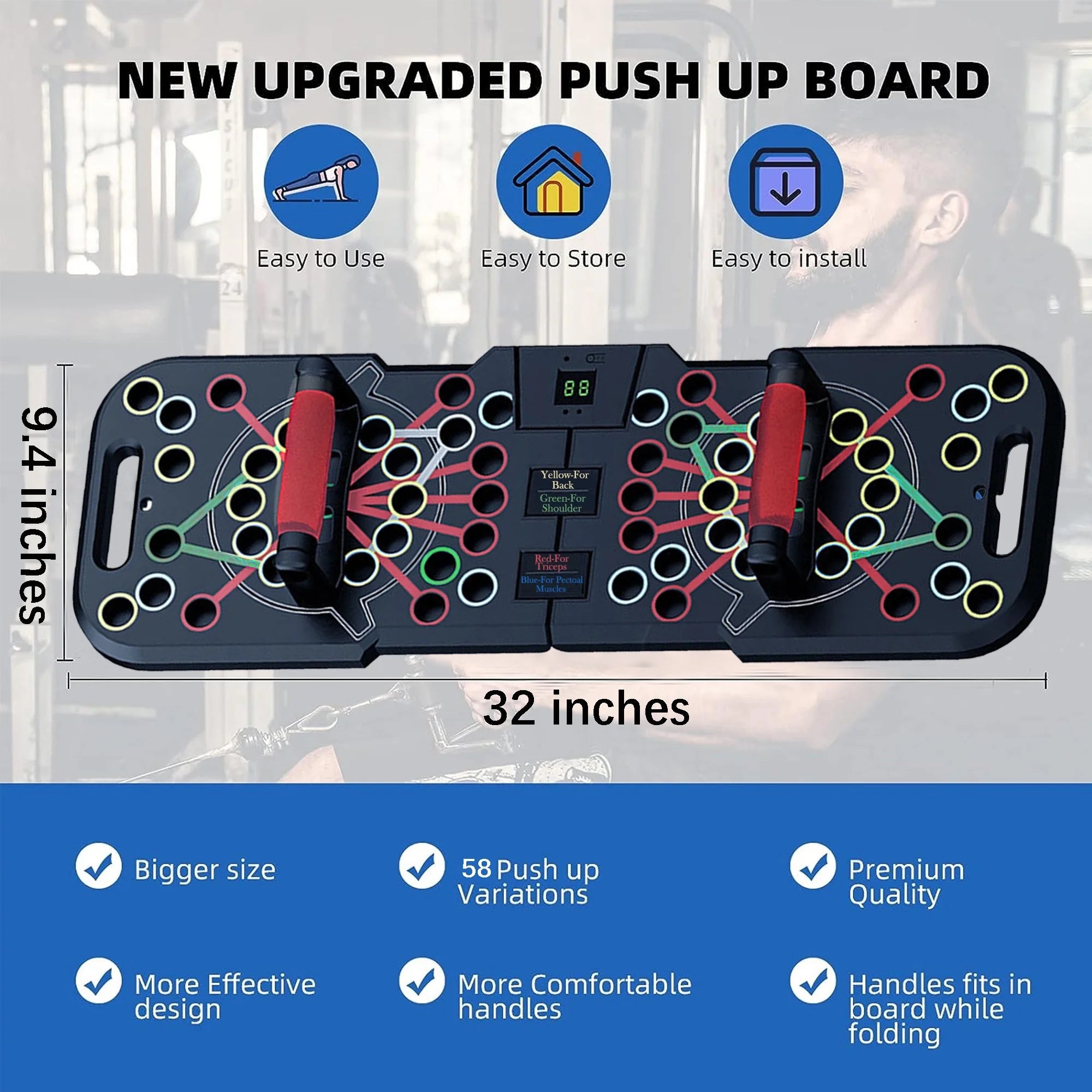 Push up Board with Smart Count, Multi-Function 60 in 1 Push up Bar (Foldable & Portable)